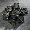 Dark Elves - Sapphire Dragon's Eye Skeleton Metal DND Dice Set