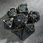 Dark Elves - Sapphire Dragon's Eye Skeleton Metal DND Dice Set