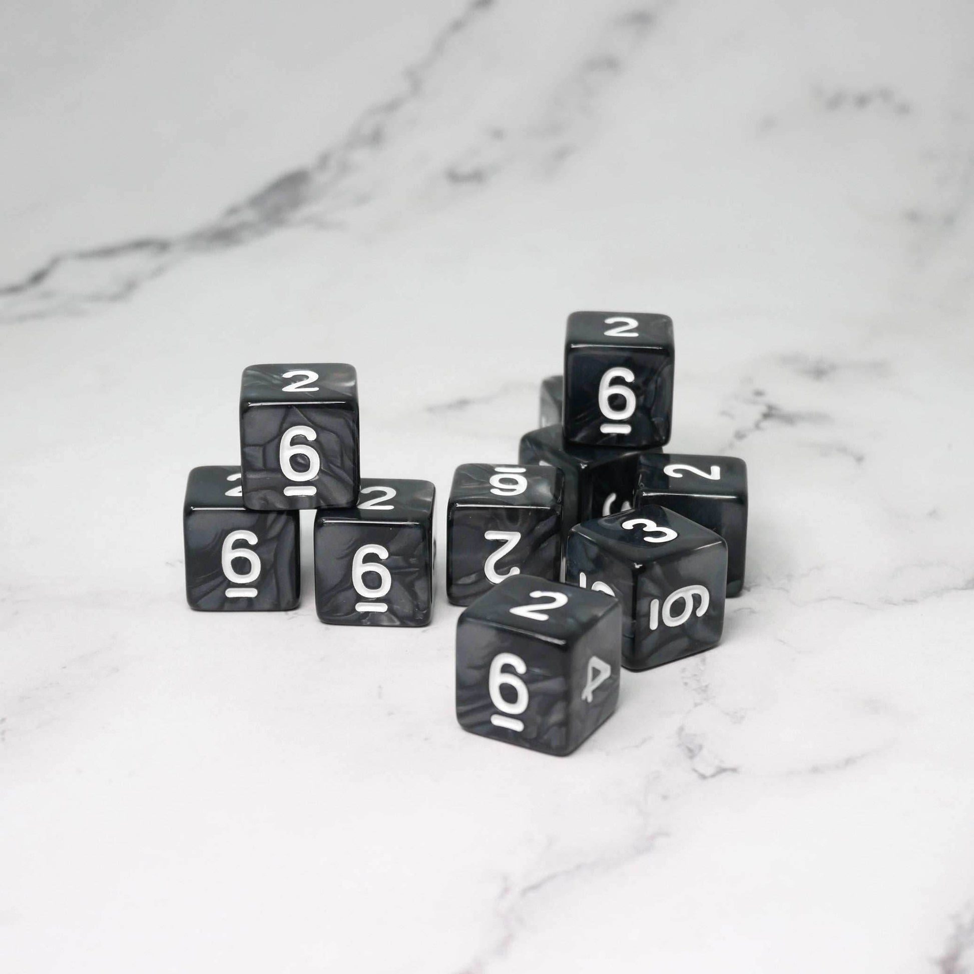 Dark Emulsion 10d6 - DnD Dice Set | Acrylic RPG Gaming Dice - 
