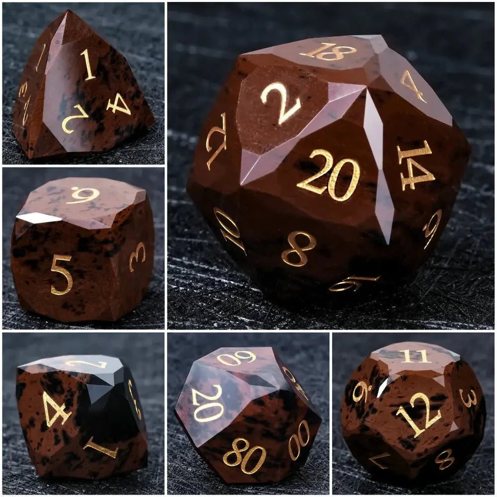 D&D Multi-Sided Engraved Natural Gemstone Dice Set
