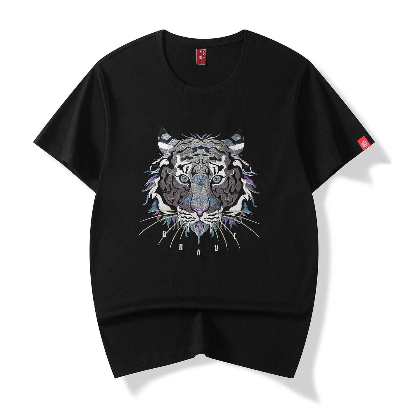 KH706 Great Tiger Embroidery Tee - Black / S