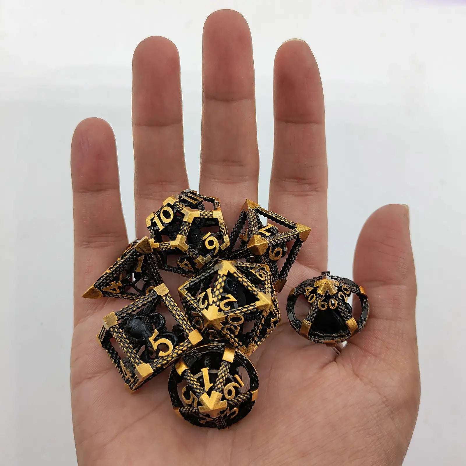 Deep Sea Monster - Gold 3D Octopus Hollow Metal RPG Dice Set