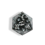 Devil's Eye - 80 mm  Liquid Core Resin Extra Large D20 Dice + White Numbers