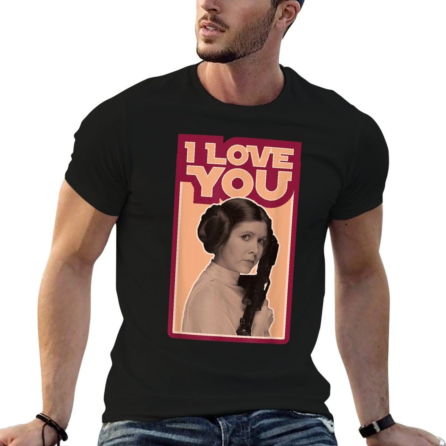 Star Wars Valentines Day Princess Leia I Love You Vintage  Oversized Silhouette T-Shirt
