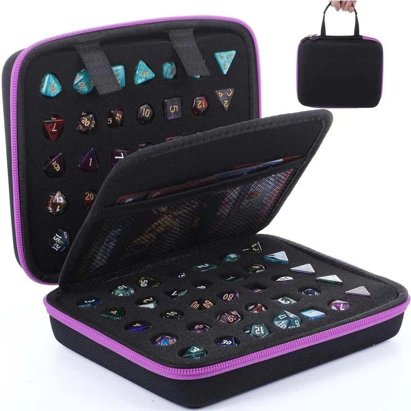 Dice Collection - DND Dice Set Storage Box + Zippered Dice Case + Logo Badge