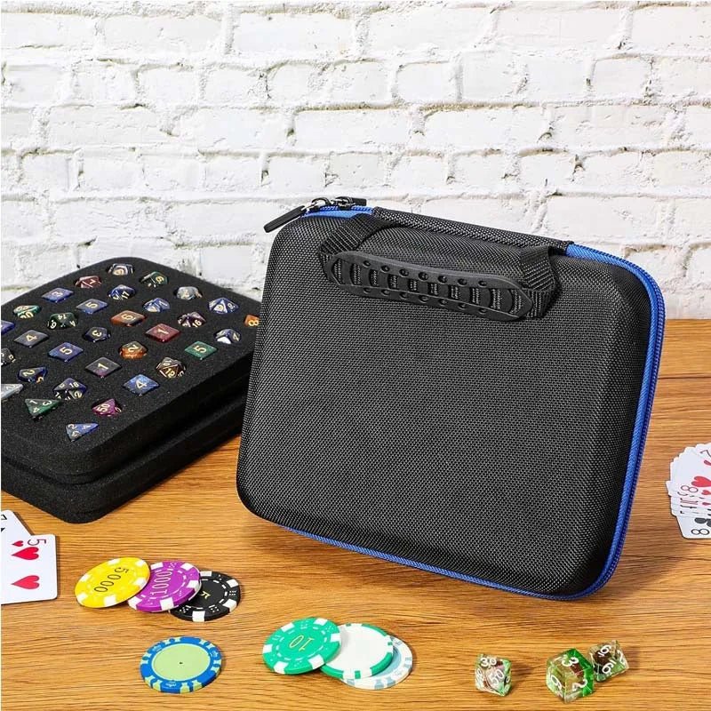 Dice Collection - DND Dice Set Storage Box + Zippered Dice Case + Logo Badge