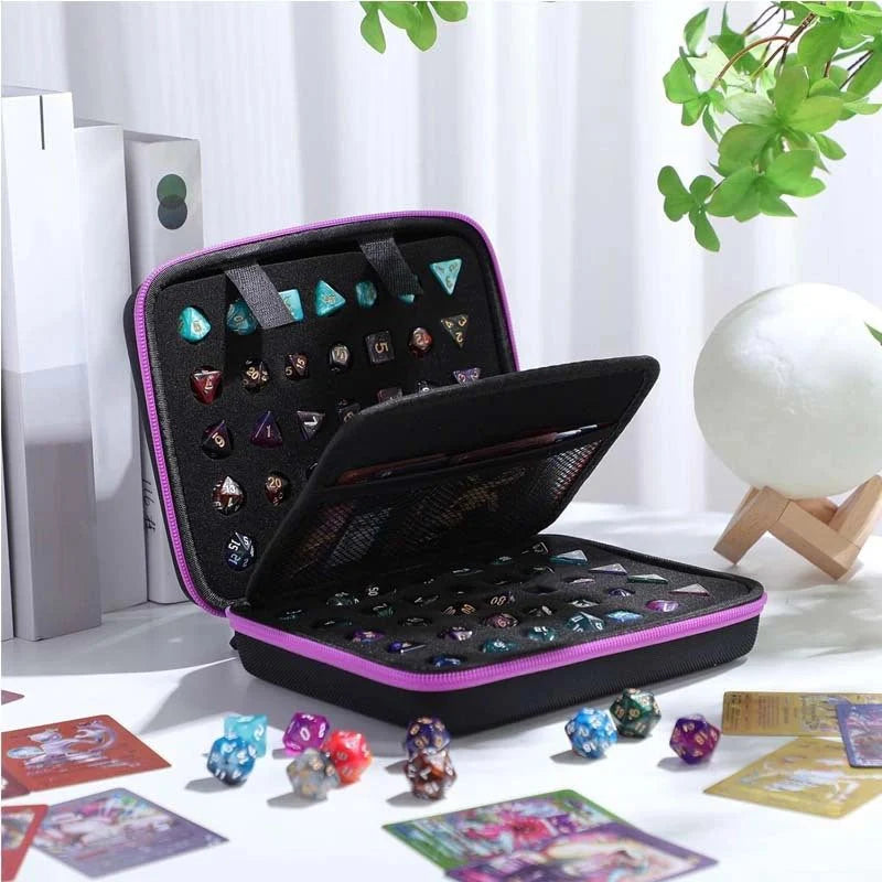 Dice Collection - DND Dice Set Storage Box + Zippered Dice Case + Logo Badge