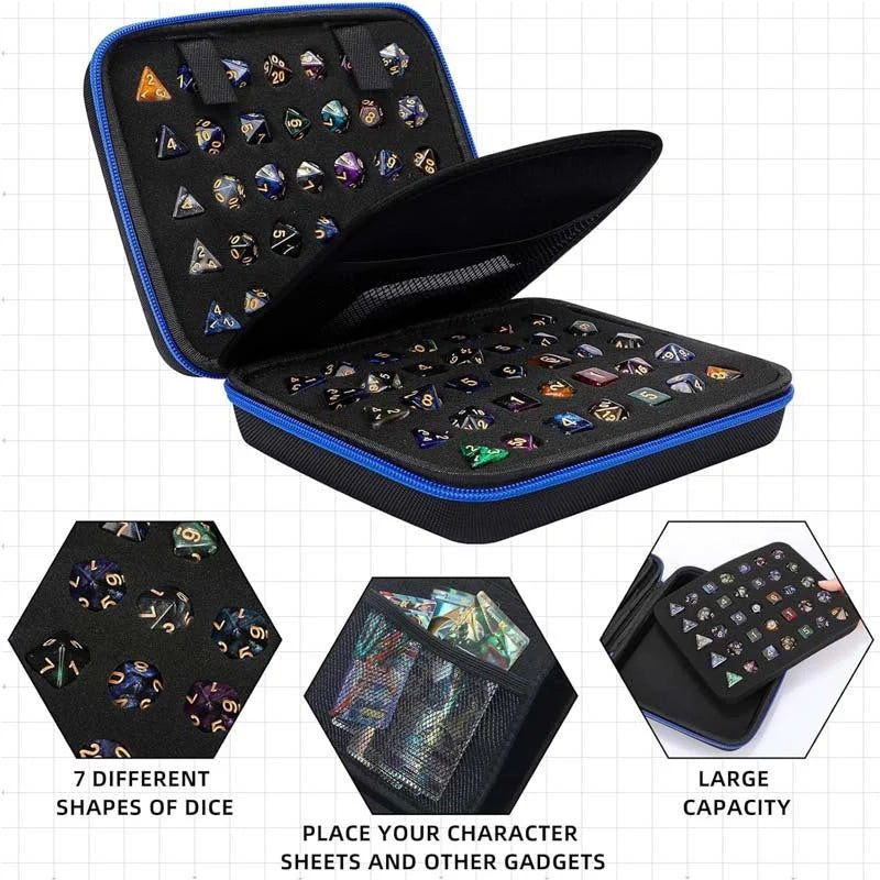 Dice Collection - DND Dice Set Storage Box + Zippered Dice Case + Logo Badge