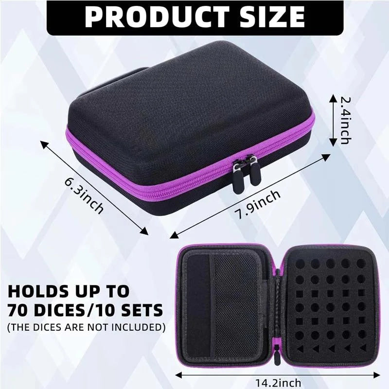 Dice Collection - DND Dice Set Storage Box + Zippered Dice Case + Logo Badge