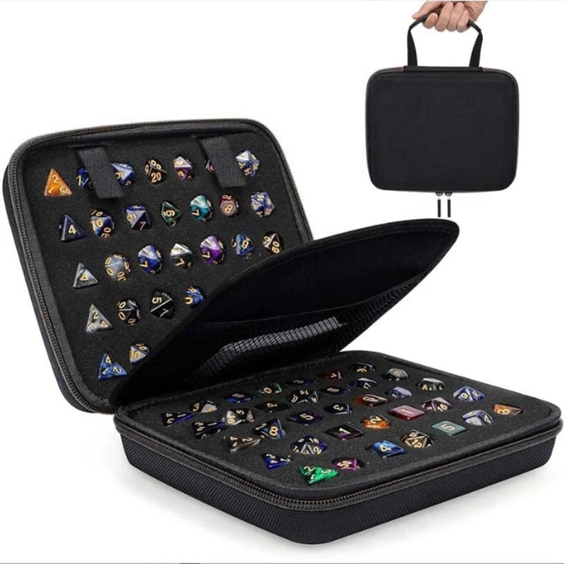 Dice Collection - DND Dice Set Storage Box + Zippered Dice Case + Logo Badge
