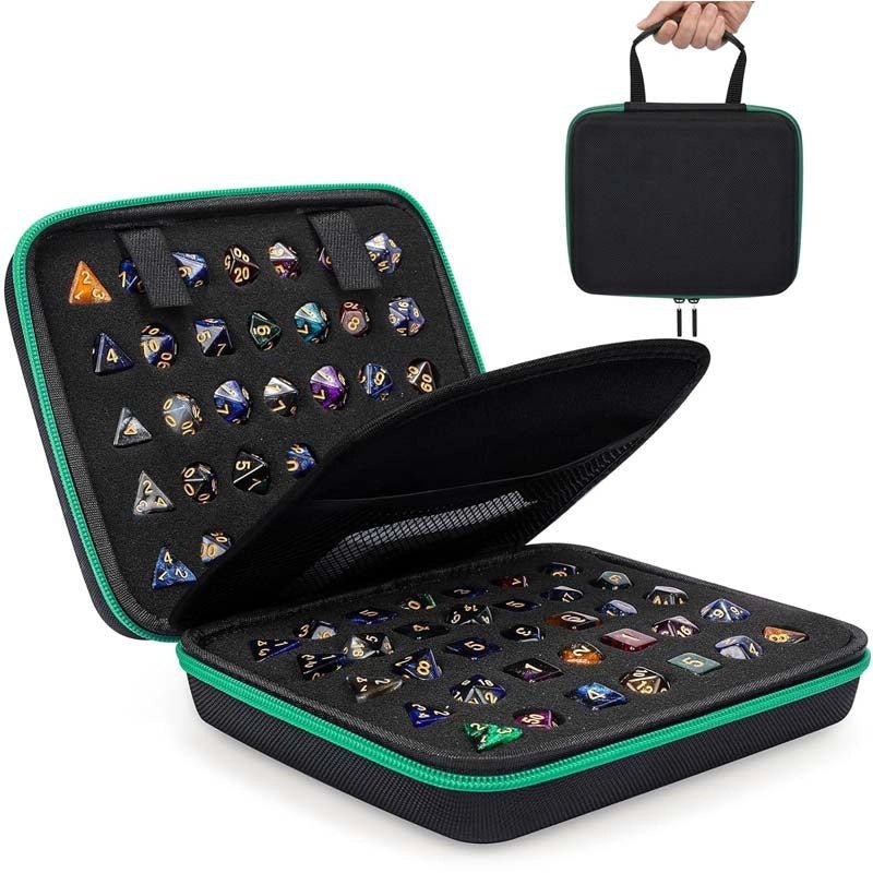 Dice Collection - DND Dice Set Storage Box + Zippered Dice Case + Logo Badge
