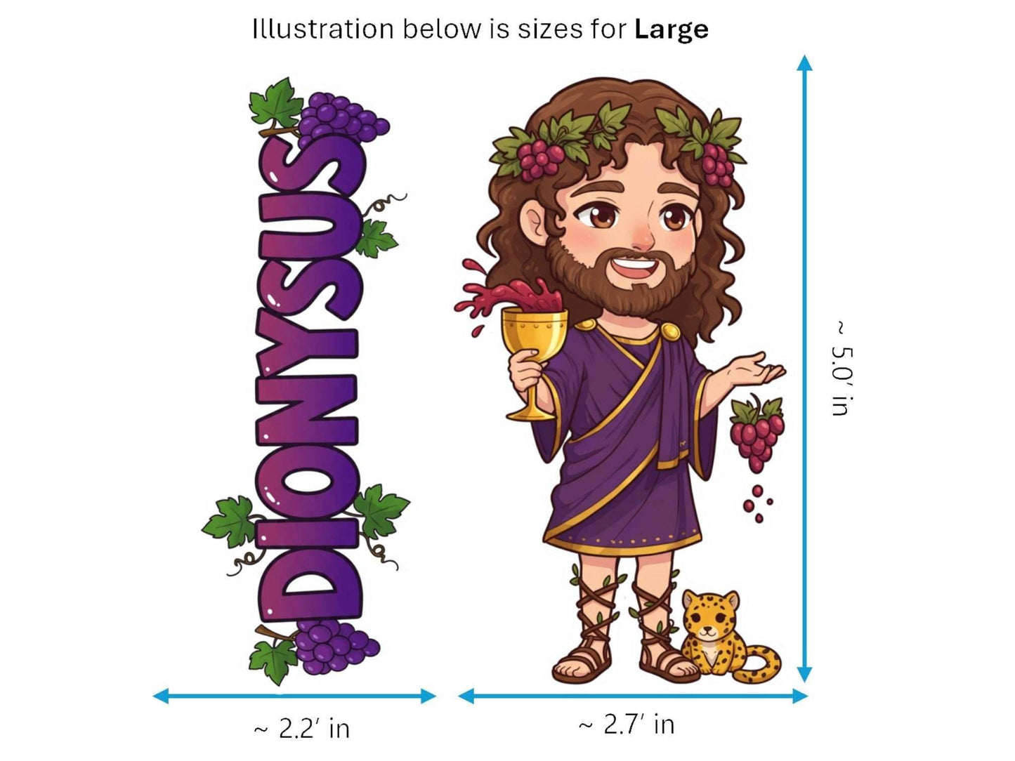 Dionysus Sticker and Magnet – Eleuthereus Mythkins™ – Greek God of Wine and Festivity | Waterproof & UV-Proof - Sticker / Large