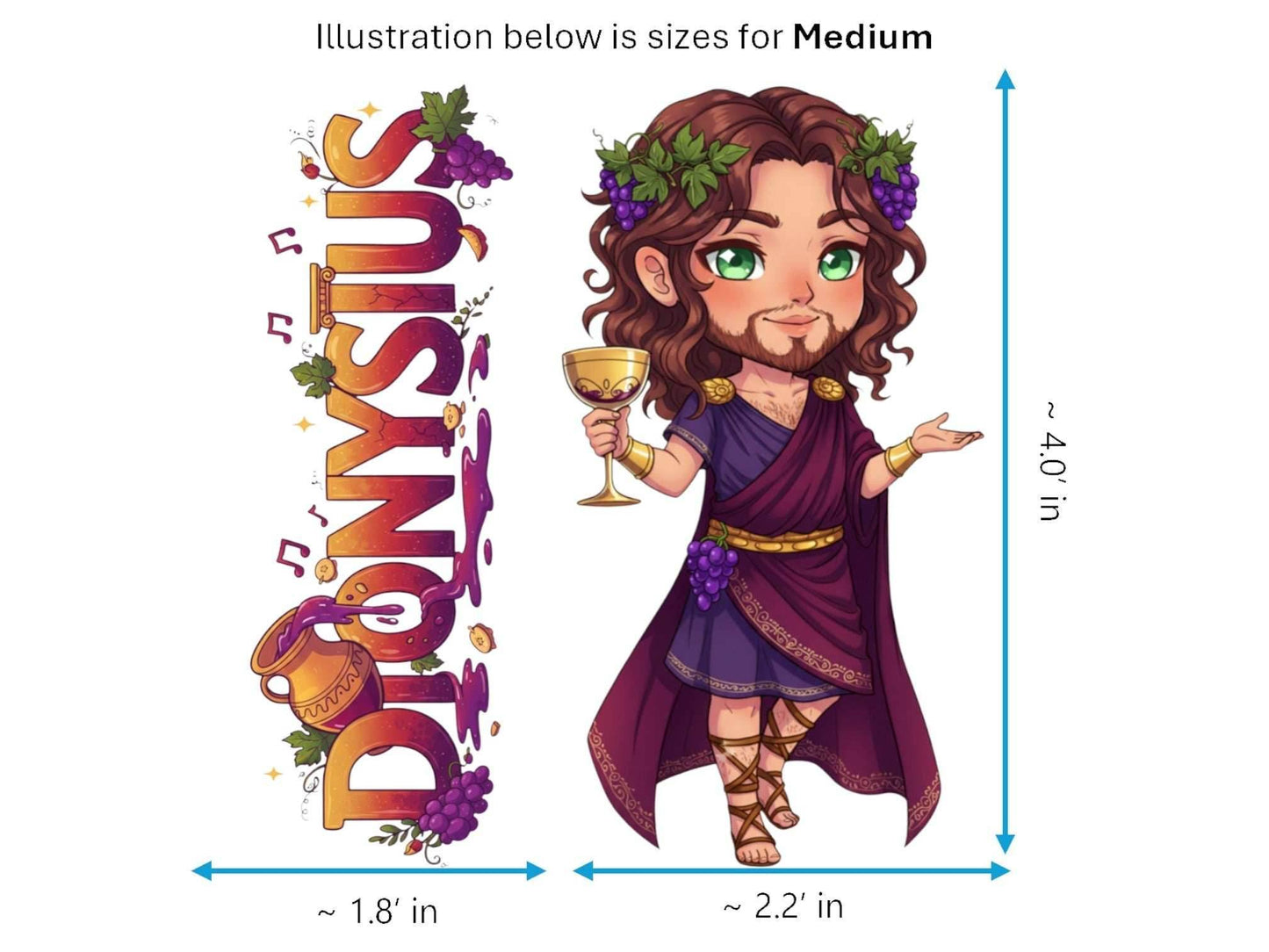 Dionysus Sticker and Magnet – Lyaeus Mythkins™ – Greek God of Wine and Festivity | Waterproof & UV-Proof - Sticker / Medium