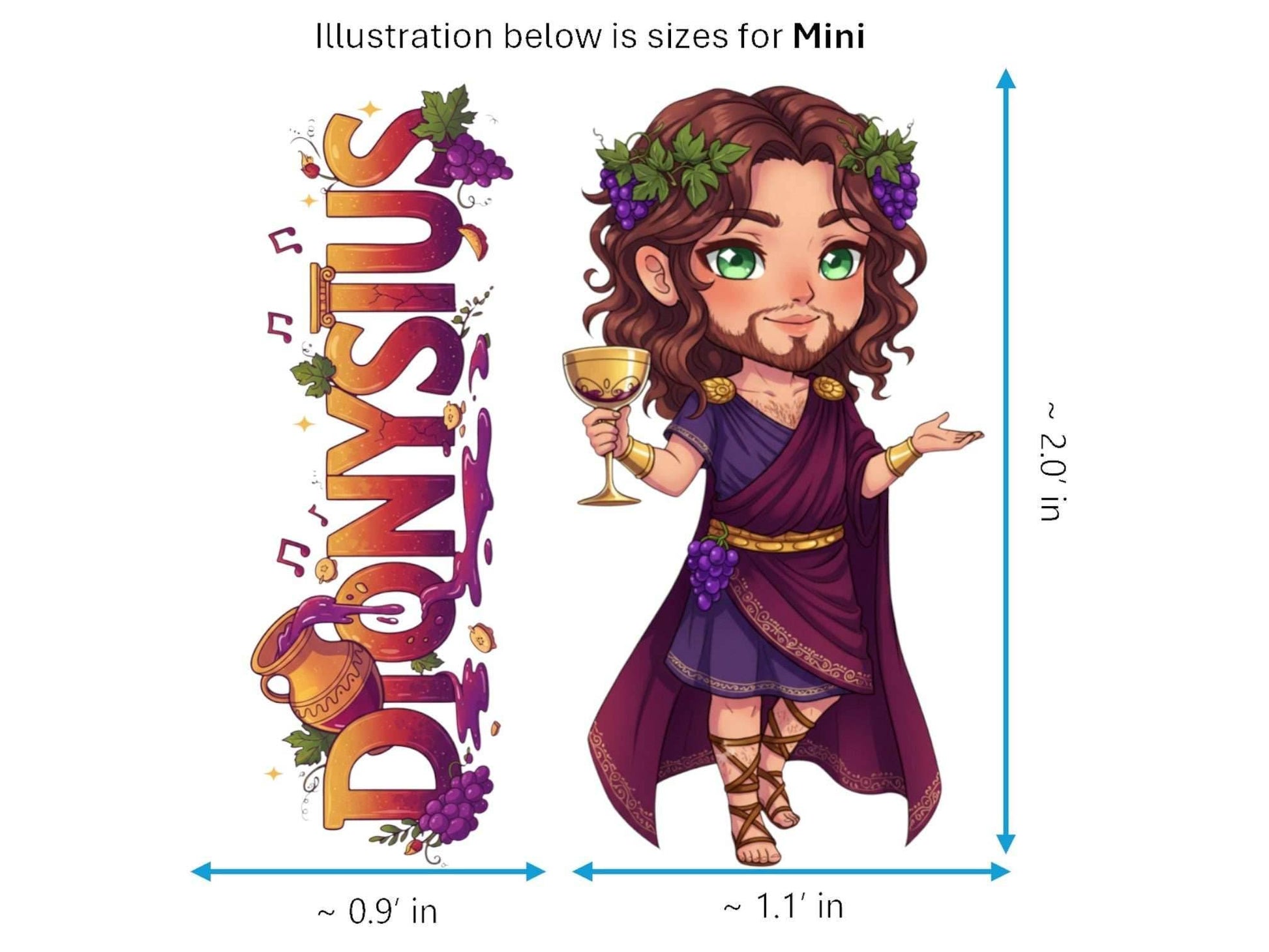 Dionysus Sticker and Magnet – Lyaeus Mythkins™ – Greek God of Wine and Festivity | Waterproof & UV-Proof - Sticker / Mini