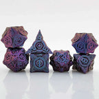 Disc Element Solid Metal DND Dice Set Gradient Purple Blue