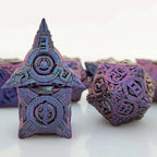 Disc Element Solid Metal DND Dice Set Gradient Purple Blue