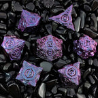 Disc Element Solid Metal DND Dice Set Gradient Purple Blue