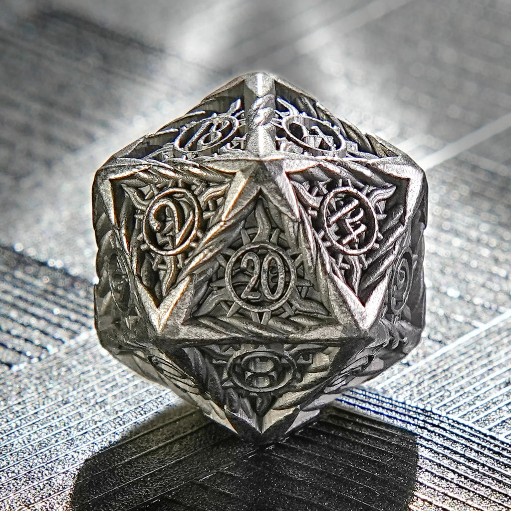 DND Antique Nickel Sun Metal Polyhedron Dice Set