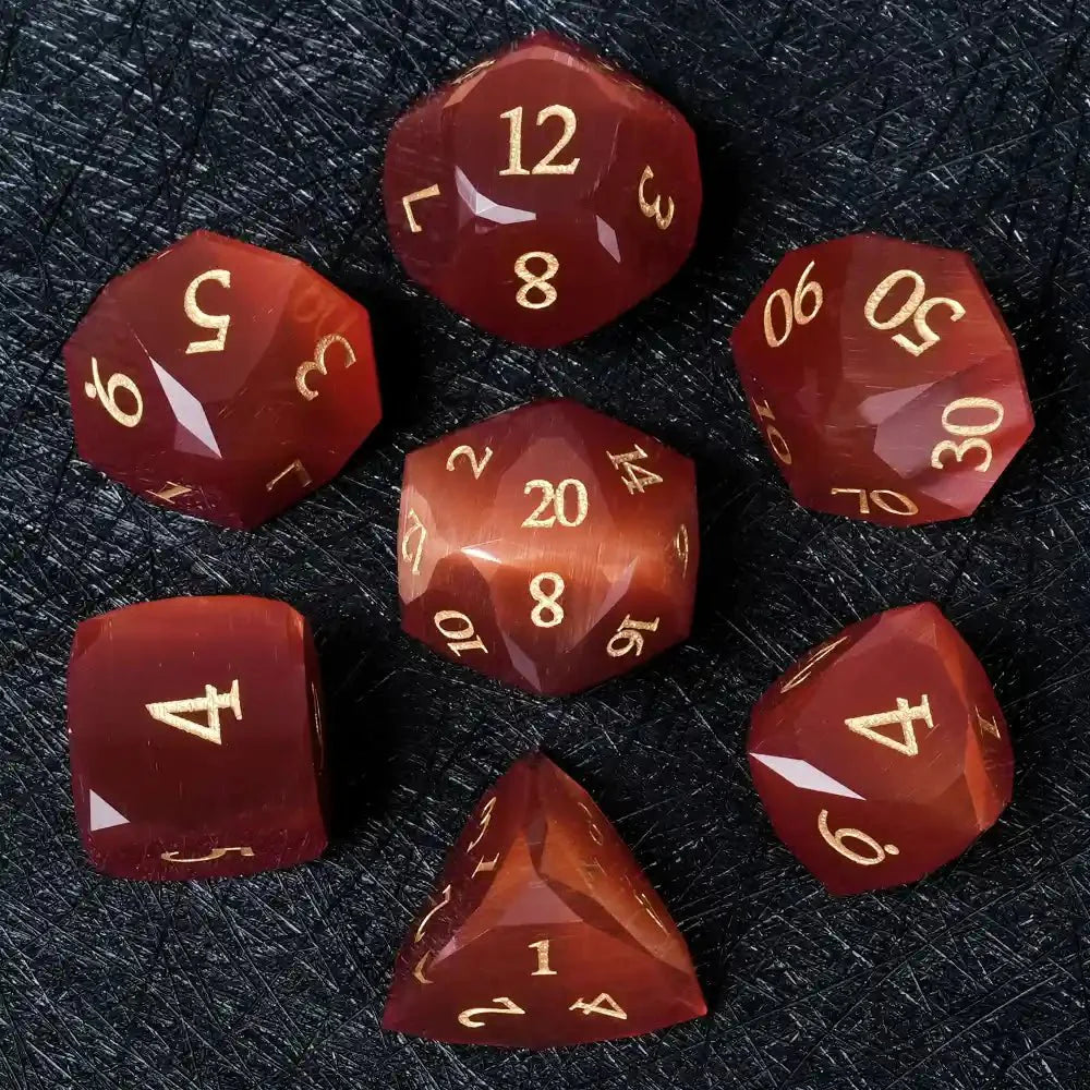 DND Dice - Crimson Glass Gem Polyhedron RPG Dice Set