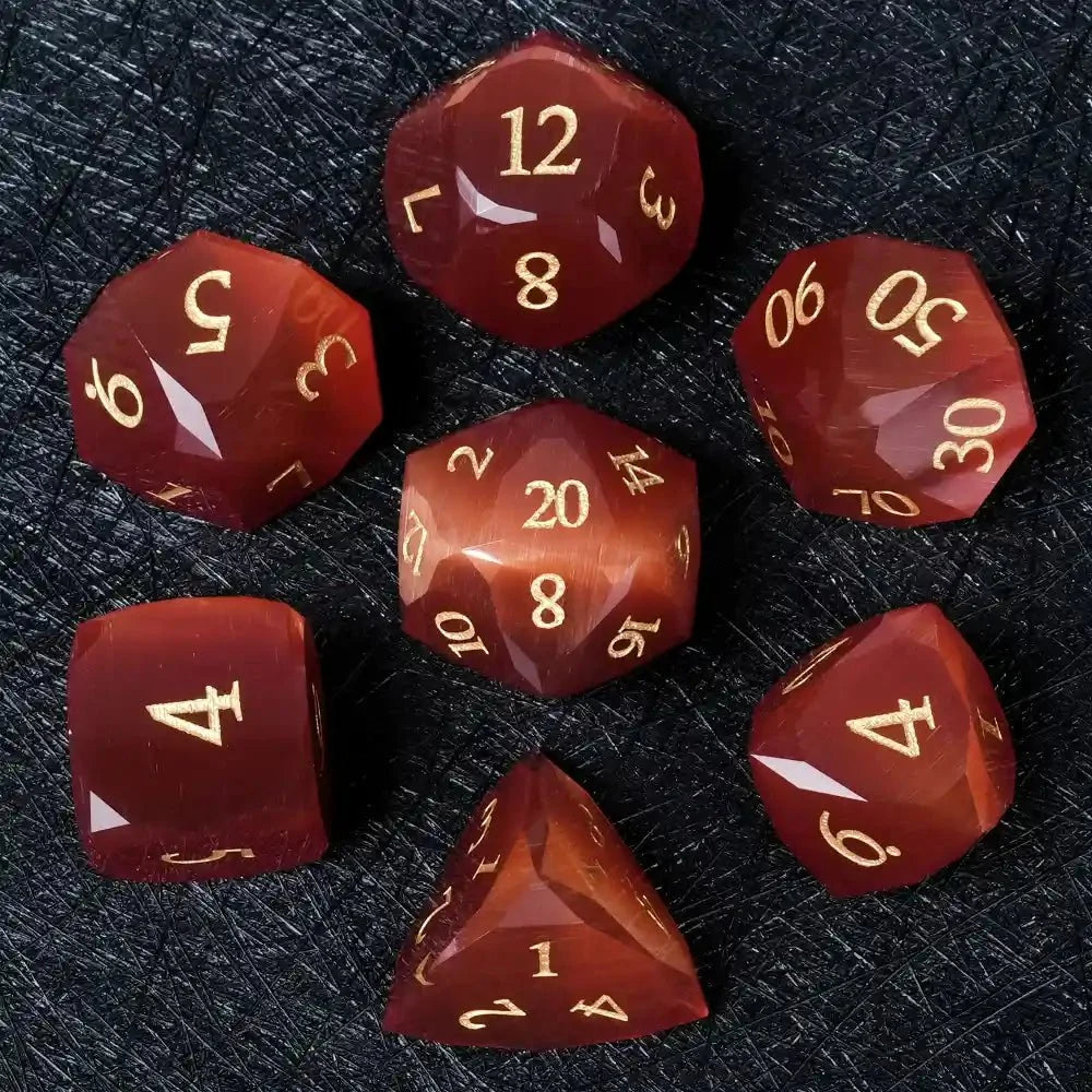 Bear Dice DND Multi-Sided Engraved Glass Gemstone Dice Set