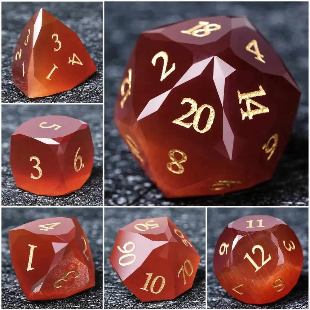 Bear Dice DND Multi-Sided Engraved Glass Gemstone Dice Set