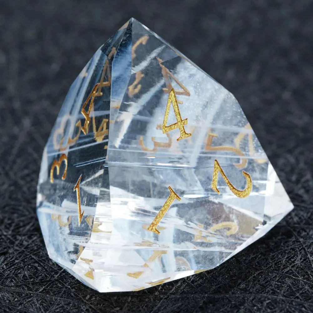 DND Dice-Diamond Cut Crystal Clear Glass Gemstone Dice Set