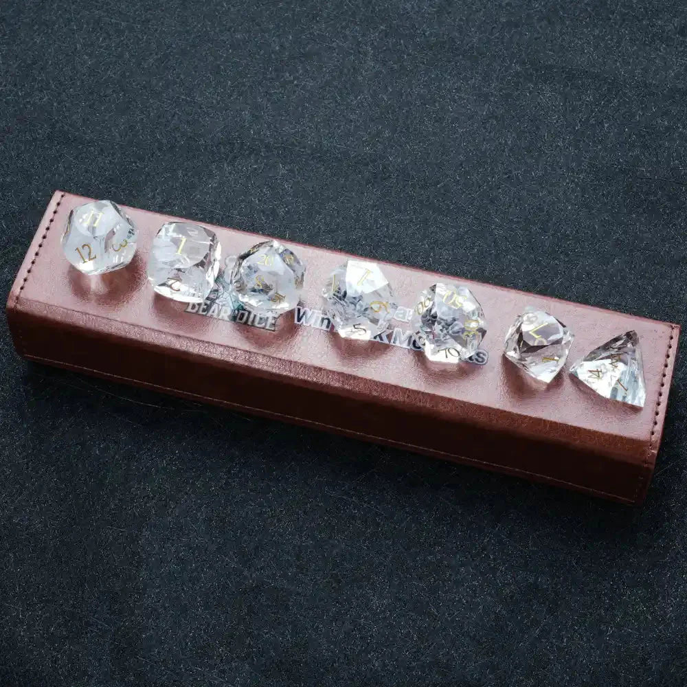 DND Dice-Diamond Cut Crystal Clear Glass Gemstone Dice Set
