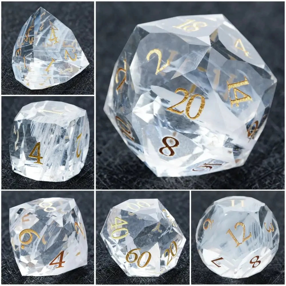Bear Dice DND Multi-Sided Engraved Glass Gemstone Dice Set