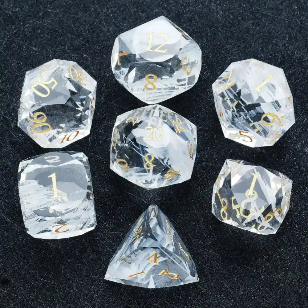 Bear Dice DND Multi-Sided Engraved Glass Gemstone Dice Set