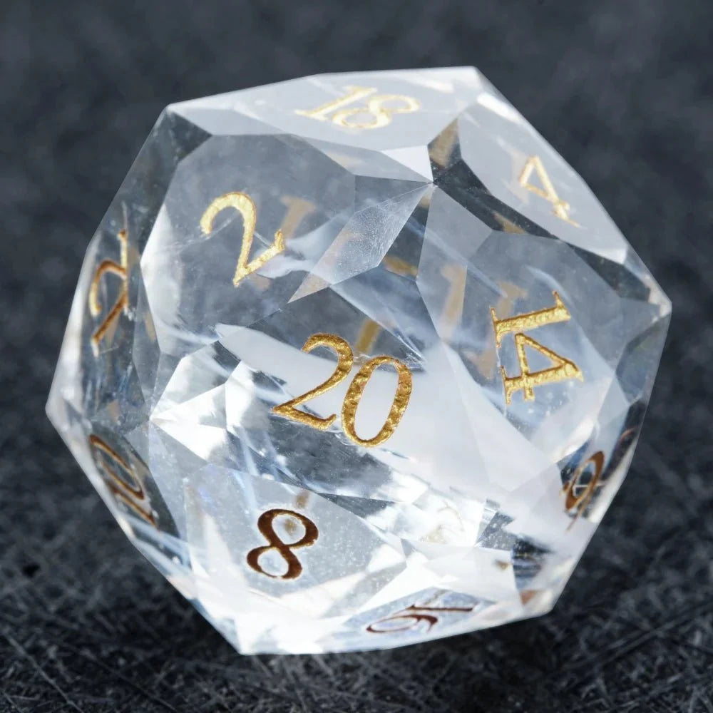 Bear Dice DND Multi-Sided Engraved Glass Gemstone Dice Set