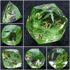 DND Dice | Diamond-Cut Green Glass Gemstone Dice Set