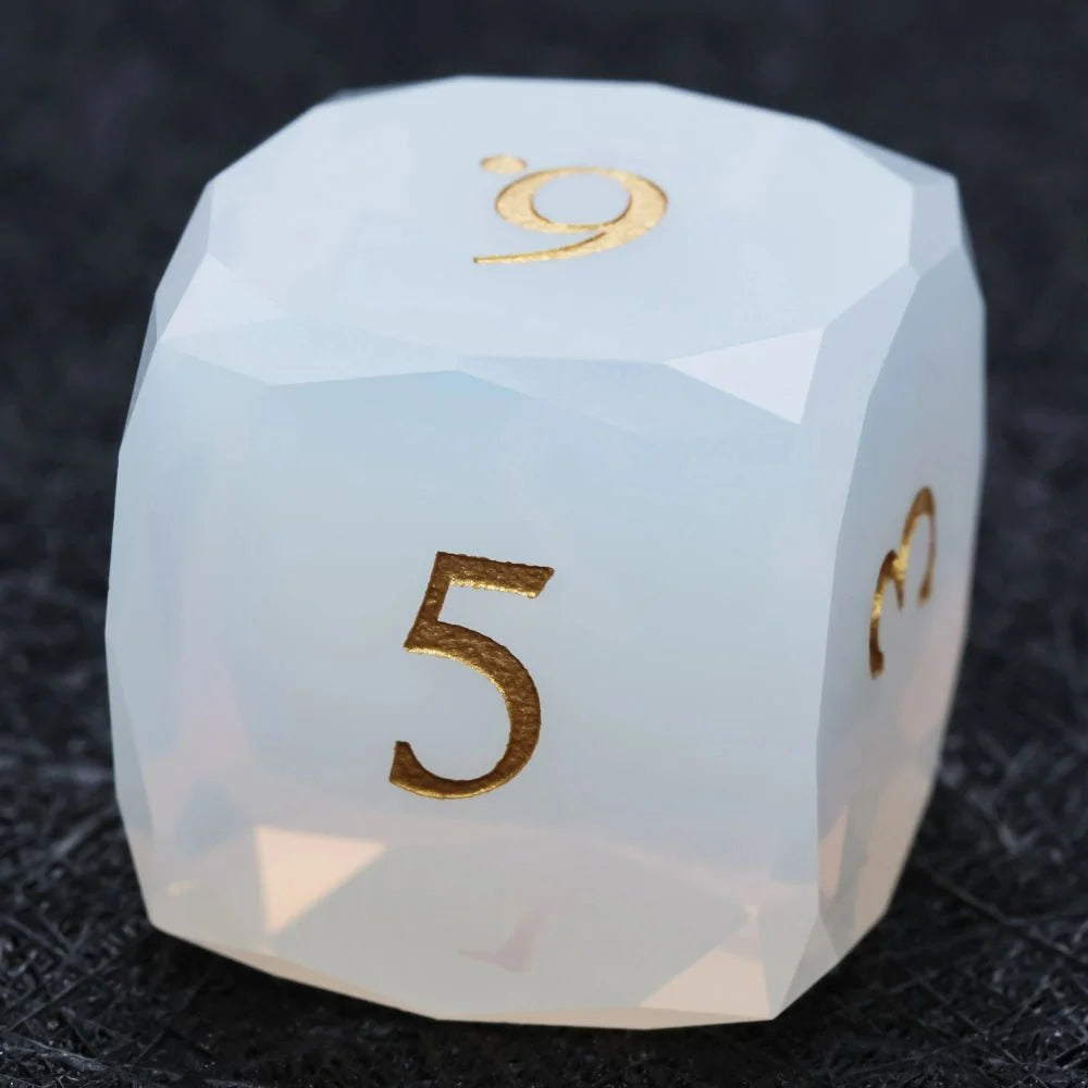 DND Dice | Diamond-Cut Opalite Glass Gemstone Dice Set