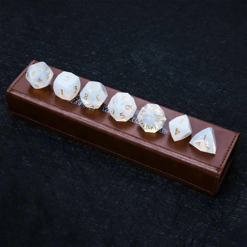 DND Dice | Diamond-Cut Opalite Glass Gemstone Dice Set