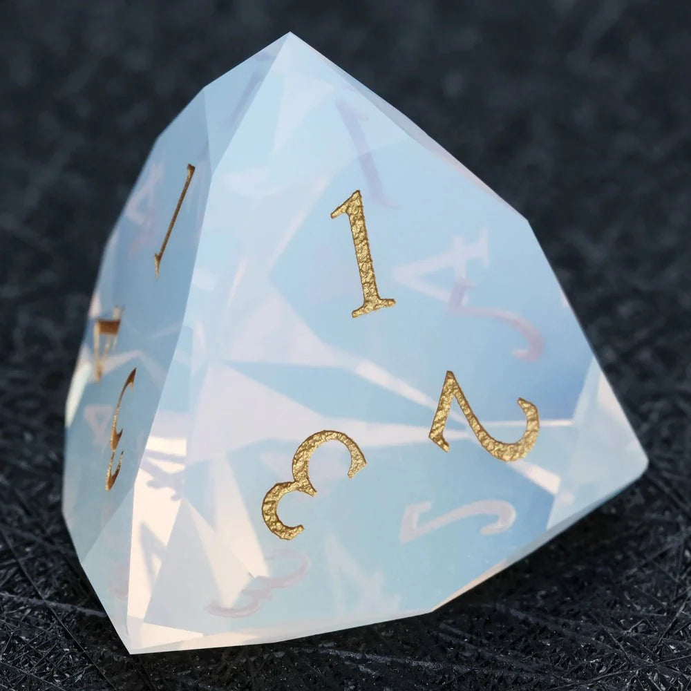 DND Dice | Diamond-Cut Opalite Glass Gemstone Dice Set