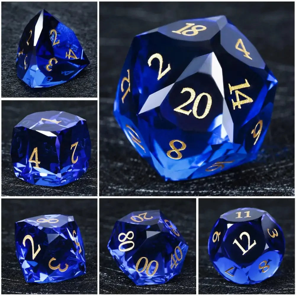 Bear Dice DND Multi-Sided Engraved Glass Gemstone Dice Set