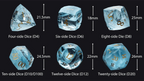 DND Dice | Diamond-cut sky blue transparent glass dice set