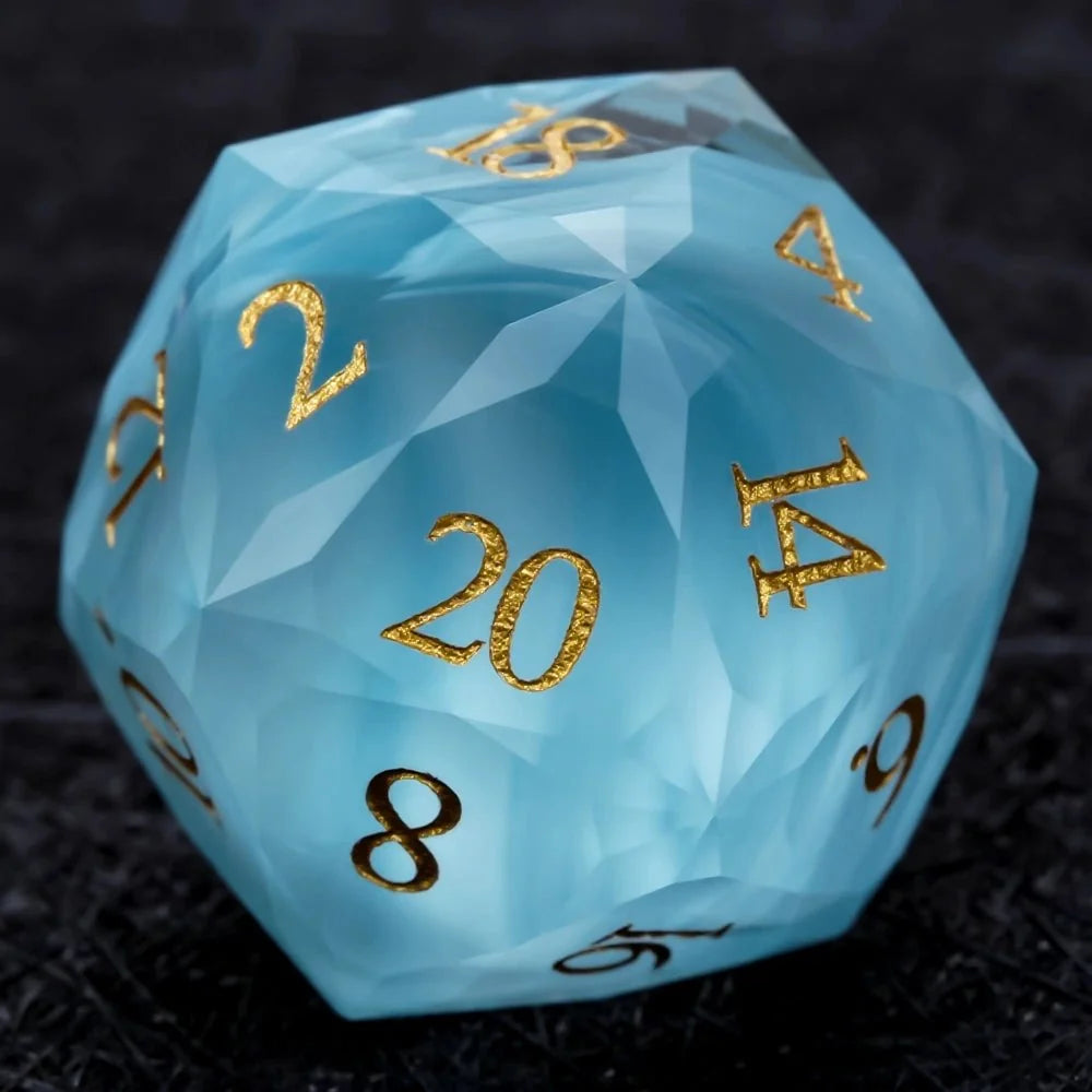 Bear Dice DND Multi-Sided Engraved Glass Gemstone Dice Set