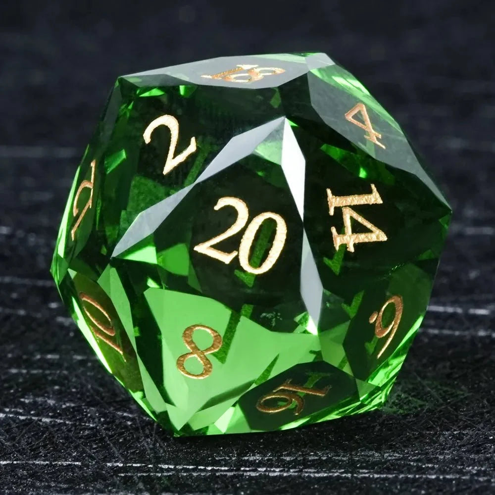 Bear Dice DND Multi-Sided Engraved Glass Gemstone Dice Set