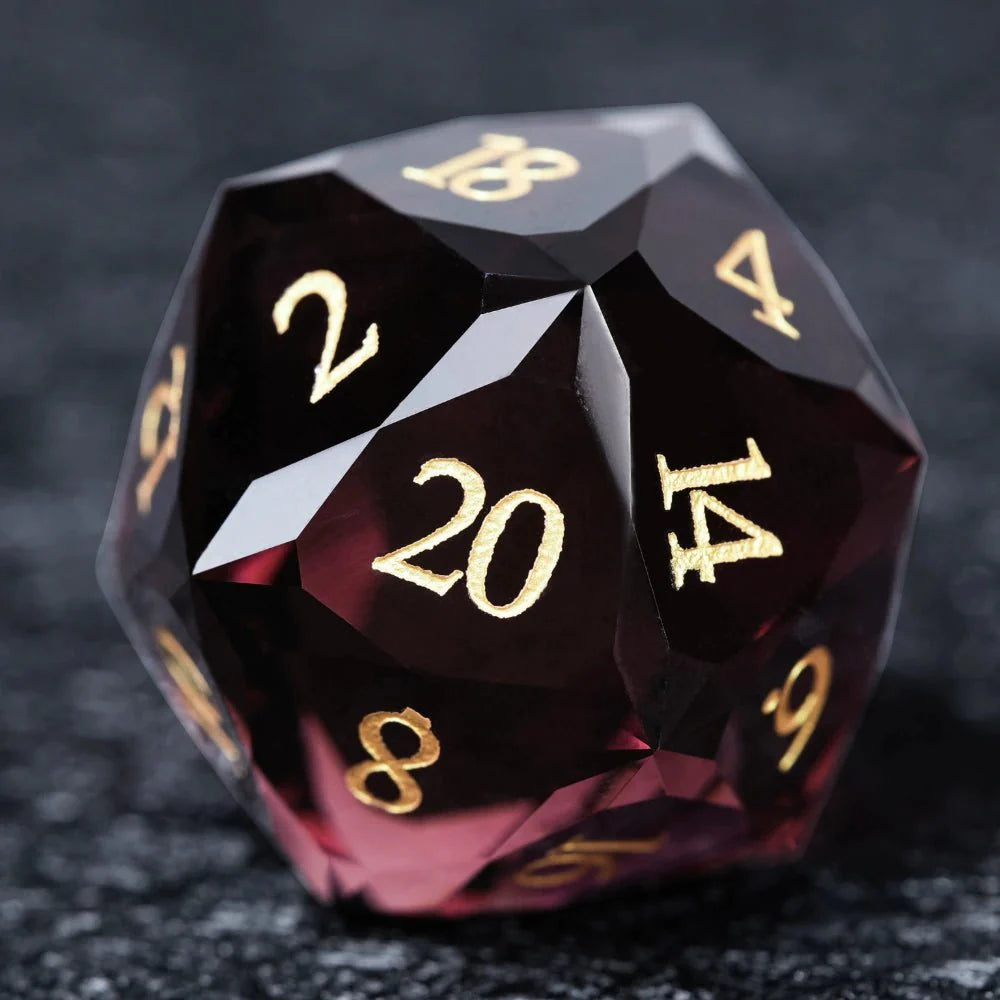 DND Dice - Engraved Gold Numbered Ruby Multi-Sided Dice Set