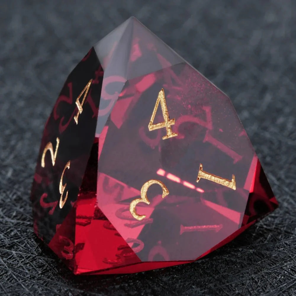 DND Dice-Garnet Red Glass Gemstone Dice Set
