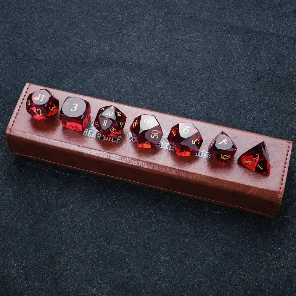 DND Dice-Garnet Red Glass Gemstone Dice Set