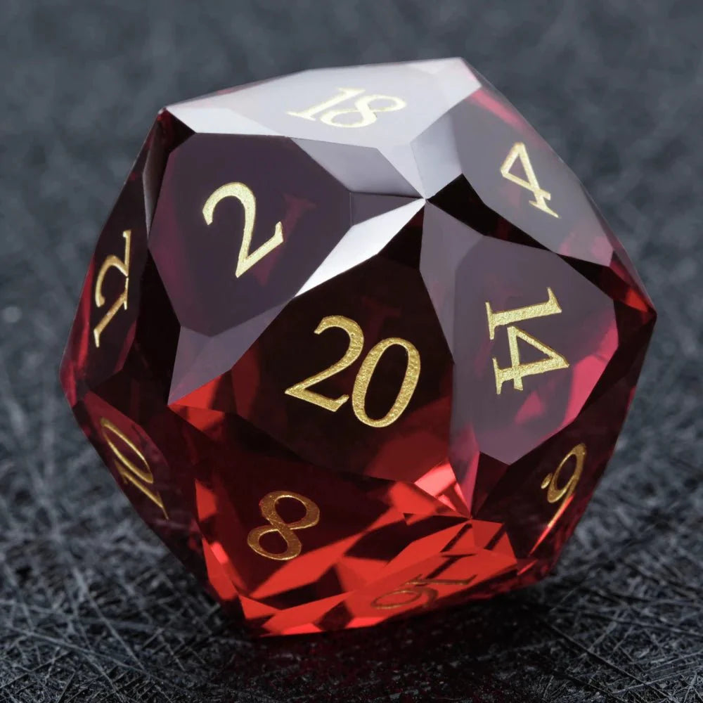 DND Dice-Garnet Red Glass Gemstone Dice Set