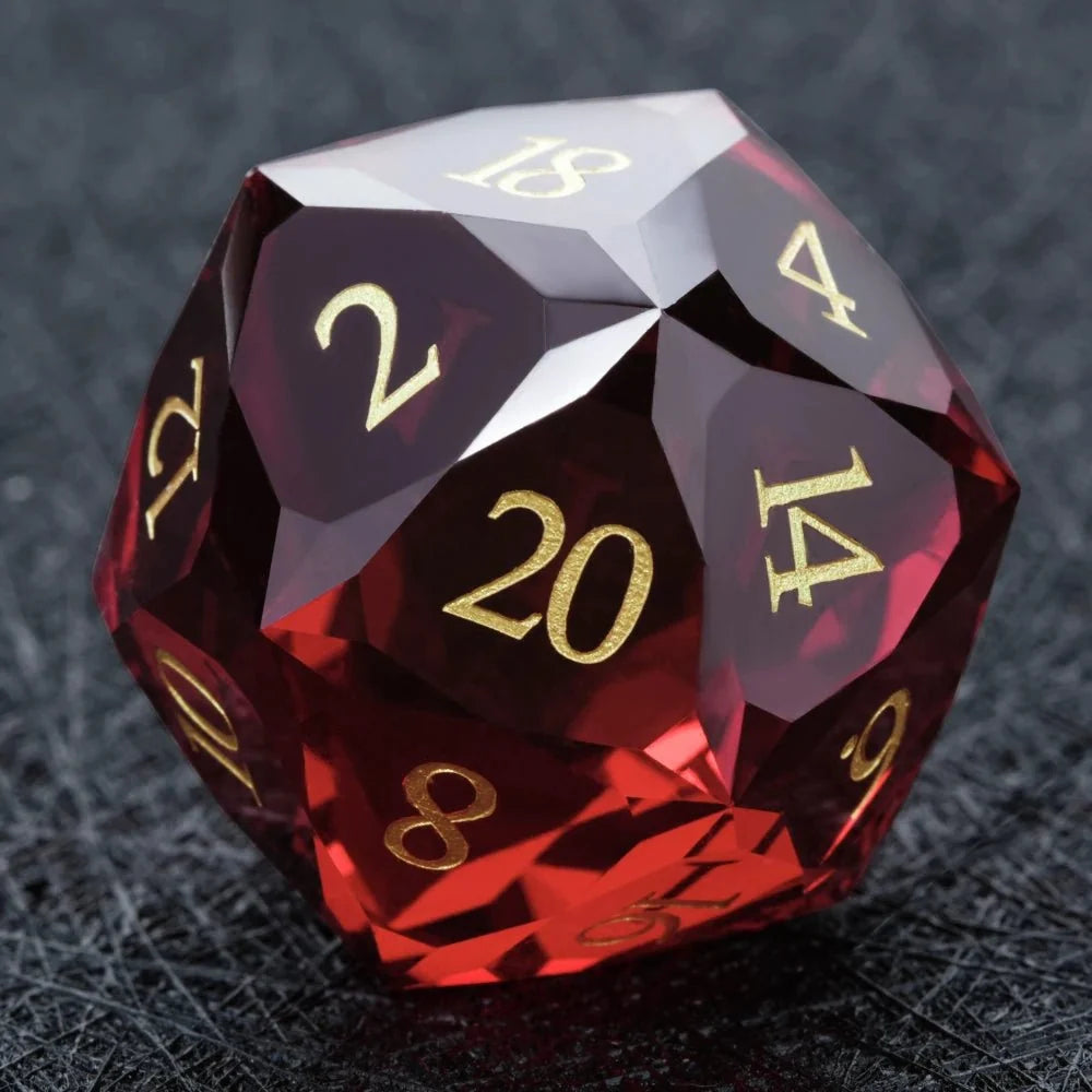 Bear Dice DND Multi-Sided Engraved Glass Gemstone Dice Set