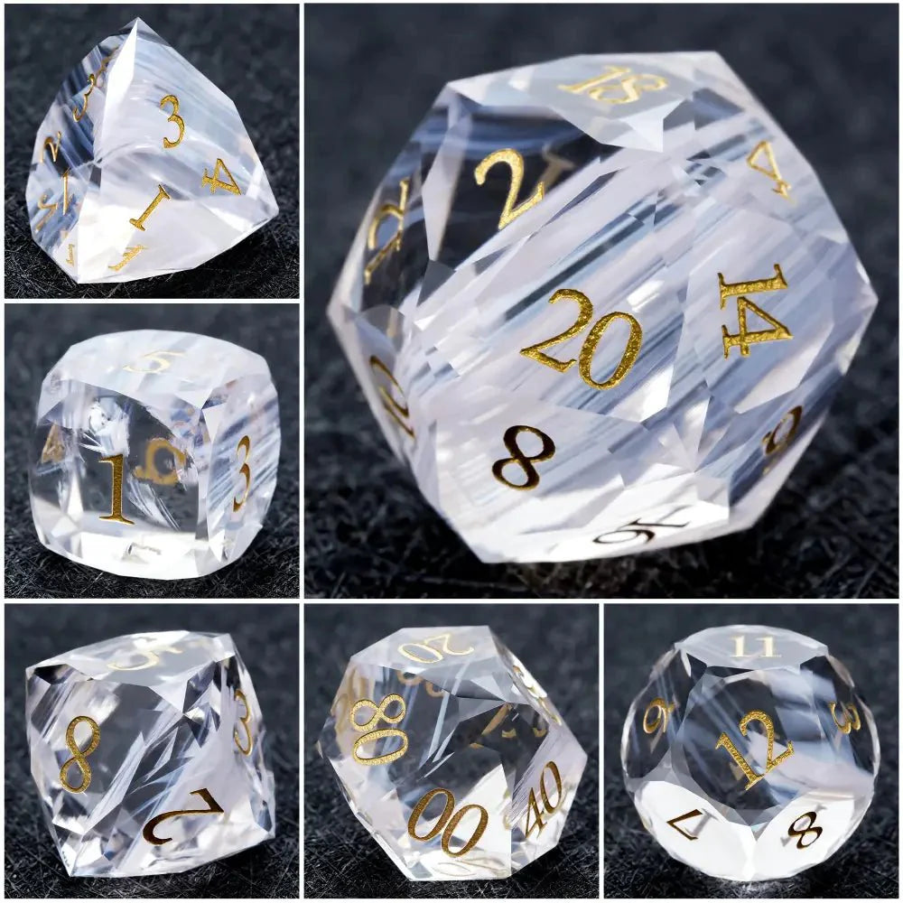 DND Dice - Light Pink Glass Gem Dice Set