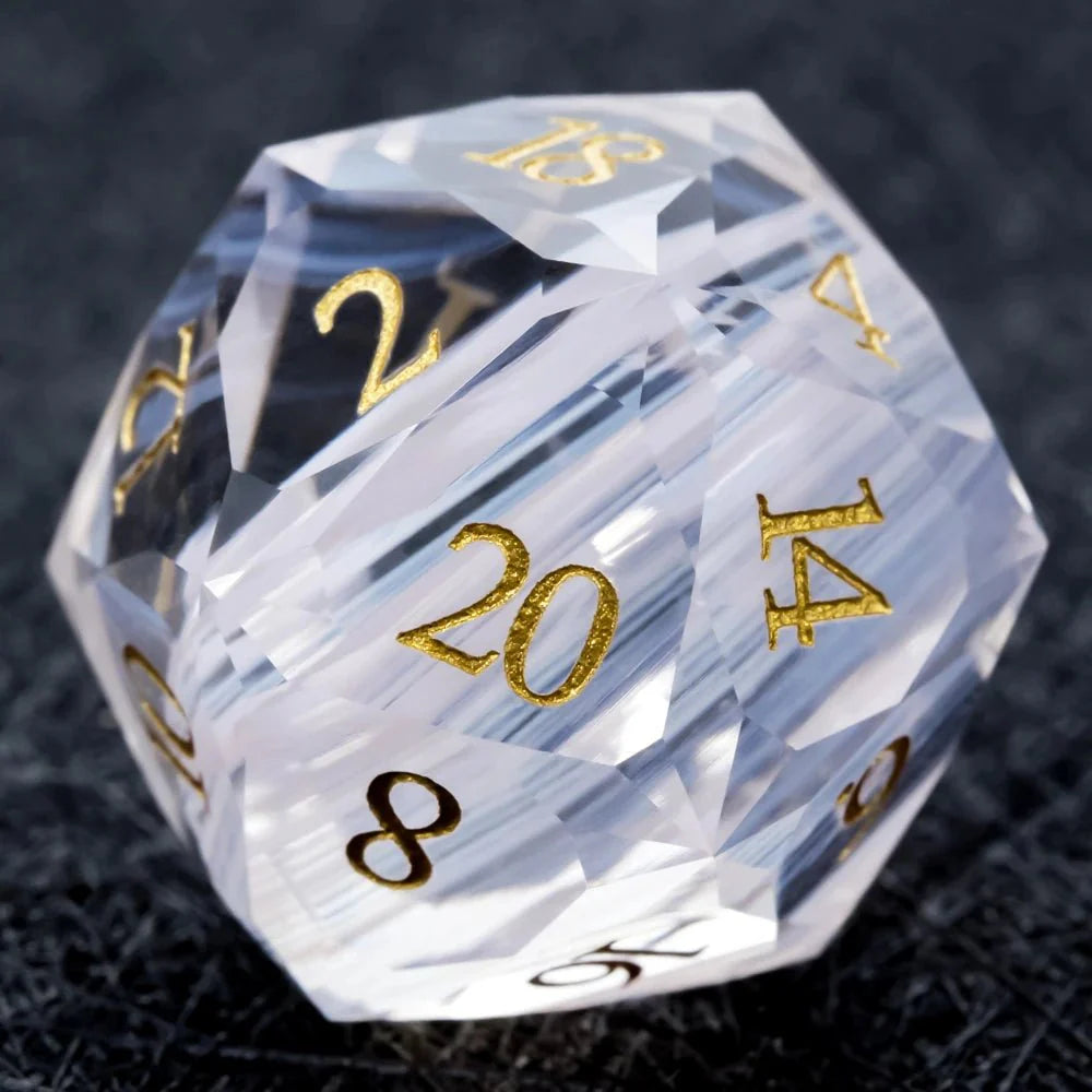 DND Dice - Light Pink Glass Gem Dice Set