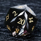 Black Polyhedral Glass DND Dice Set + Gold Numerals