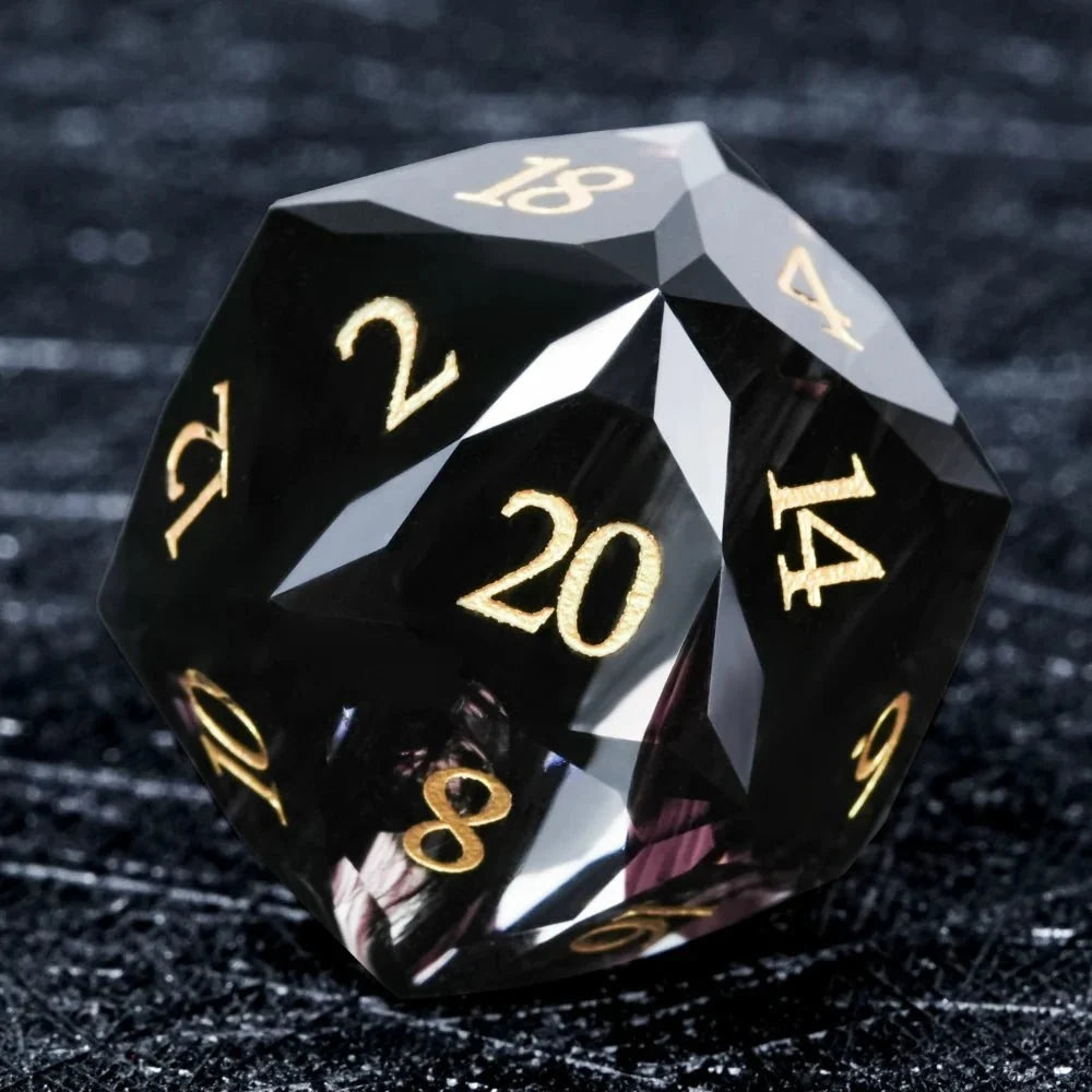 Bear Dice DND Multi-Sided Engraved Glass Gemstone Dice Set