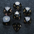 Black Polyhedral Glass DND Dice Set + Gold Numerals