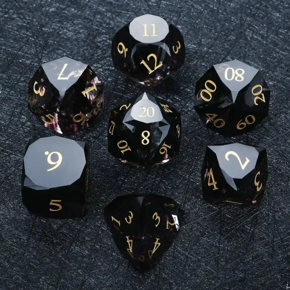 Bear Dice DND Multi-Sided Engraved Glass Gemstone Dice Set