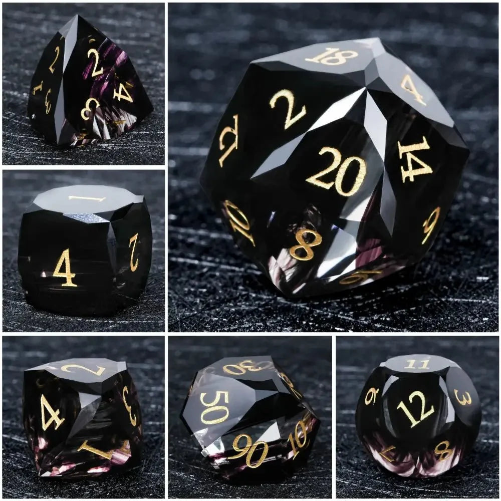 Bear Dice DND Multi-Sided Engraved Glass Gemstone Dice Set